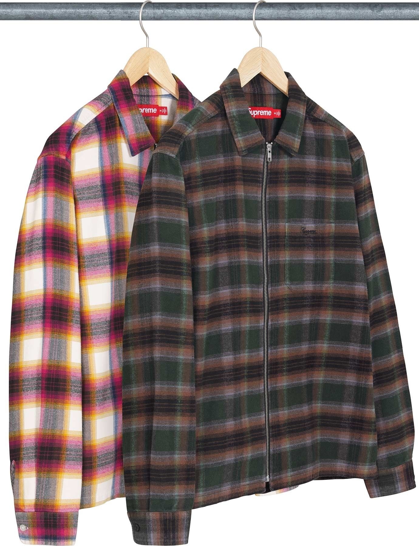 Shadow Plaid Flannel Zip Up Shirt